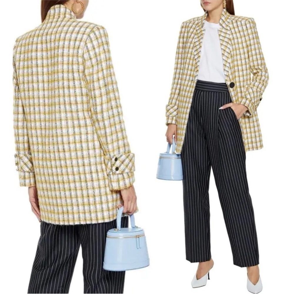 Veronica Beard Jin Yellow Plaid Dickey Jacket Coat - Picture 3 of 9